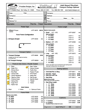 Adult Manual Wheelchair Order Form