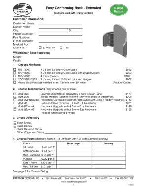 Wheelchair Customization Form