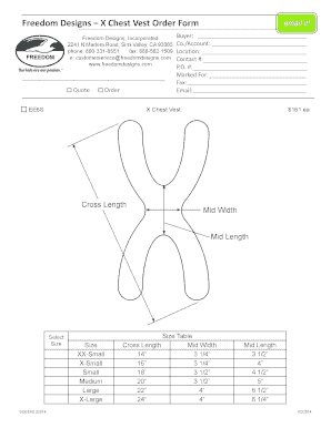 Freedom Designs X Chest Vest Order Form