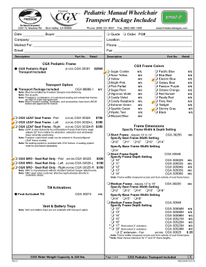 Pediatric Wheelchair Order Form