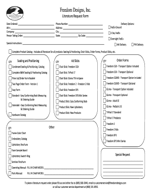 Freedom Designs Literature Request Form