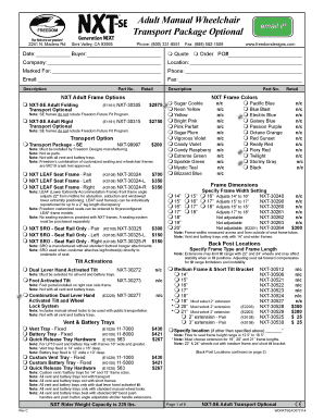 Adult Manual Wheelchair Order Form