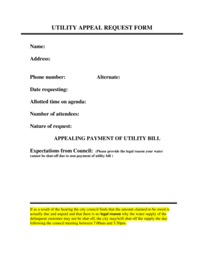 Utility Appeal Request Form
