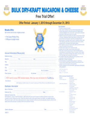 Kraft Macaroni & Cheese Rebate Form