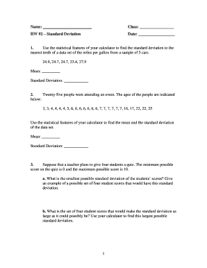 Standard Deviation Homework Assignment