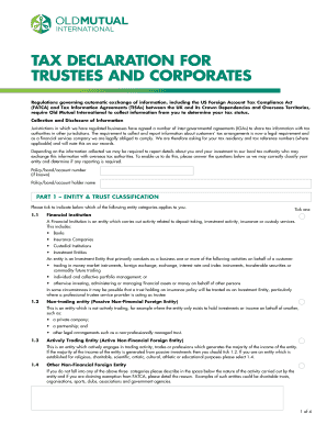 UK FATCA Tax Declaration Form
