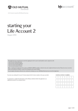 Life Account 2 Application Form