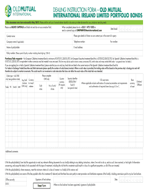 Old Mutual International Investment Dealing Instruction Form