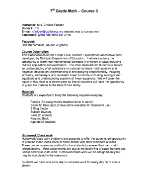 7th Grade Math Syllabus