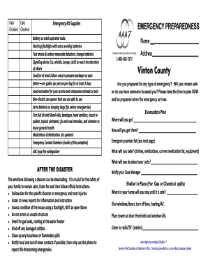 Emergency Preparedness Kit Checklist