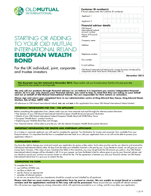 Old Mutual International Ireland European Wealth Bond Application Form