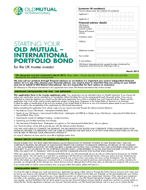 Old Mutual International Portfolio Bond Application Form