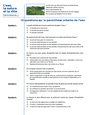 Questions sur la parenthèse urbaine de l'eau