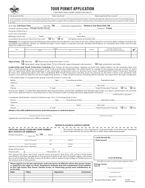 Local Tour Permit Application