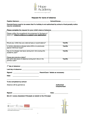Request for Leave of Absence Form