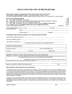 Texas Driver Record Application