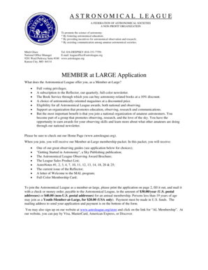 Astronomical League Member at Large Application