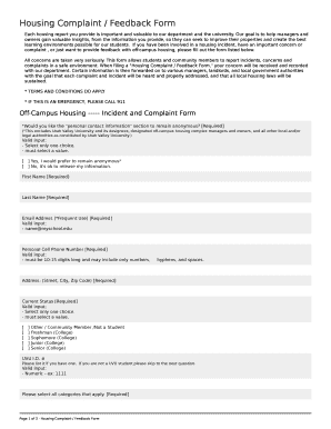 Housing Complaint / Feedback Form