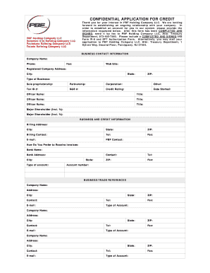 Confidential Application for Credit