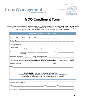 MCO Enrollment Form
