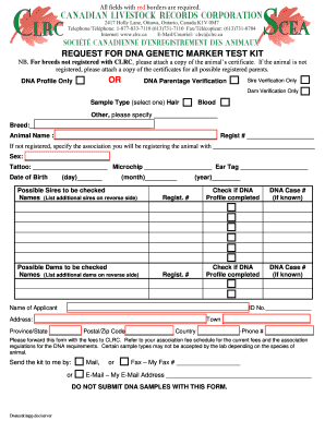 Request for DNA Genetic Marker Test Kit