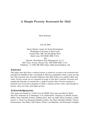 Poverty Scorecard for Mali
