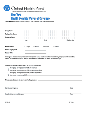 Health Benefits Waiver of Coverage