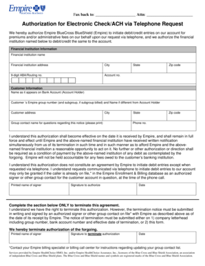 Authorization for Electronic Check/ACH via Telephone