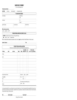 Family Health Statement Form