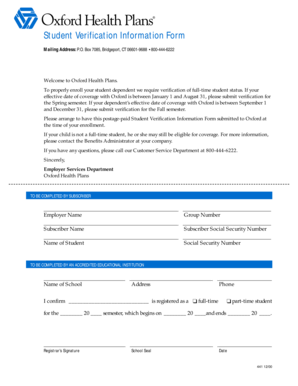 Student Verification Information Form