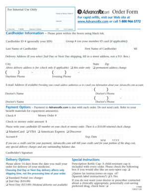AdvanceRx Prescription Order Form