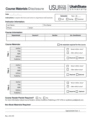 Course Materials Disclosure Form