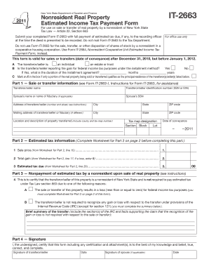 New York Nonresident Real Property Estimated Income Tax Form IT-2663