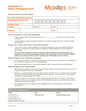 Salary Packaging Cessation Form