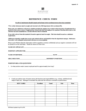 Reference Check Form