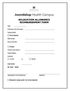 Relocation Allowance Reimbursement Form