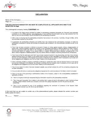 Company Registration Declaration Form