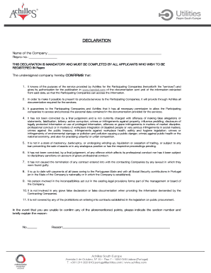 Company Registration Declaration Form