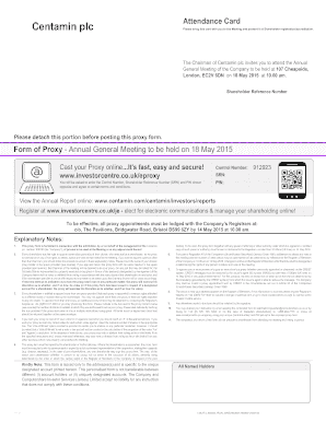 Centamin Annual General Meeting Proxy Form