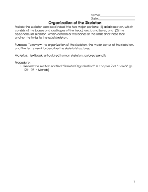 Skeleton Organization Lab Worksheet