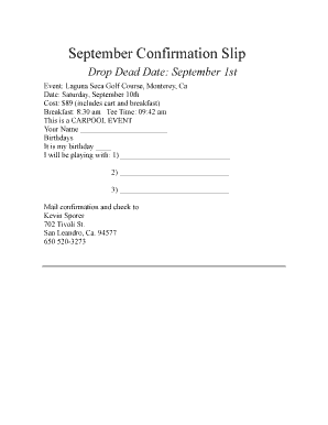 Confirmation Slip - Fill Online, Printable, Fillable  