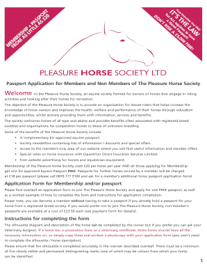 Pleasure Horse Society Membership and Passport Application