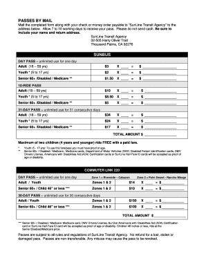 SunLine Transit Agency Pass Application