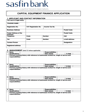Capital Equipment Finance Application