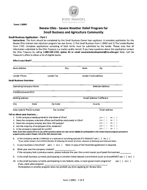 Ohio Renew Severe Weather Relief Program Small Business Application