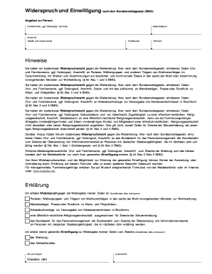 Widerspruch und Einwilligung nach dem Bundesmeldegesetz (BMG)
