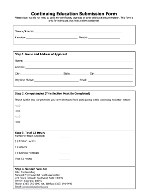 Continuing Education Submission Form