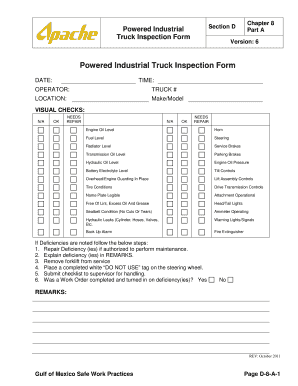 Powered Industrial Truck Inspection Form