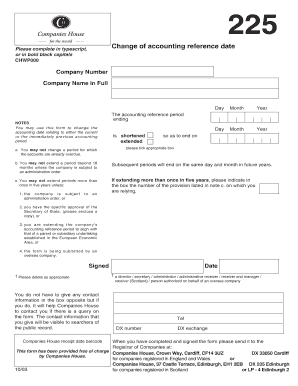 Change of Accounting Reference Date Form