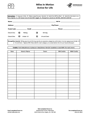 Miles in Motion Activity Log